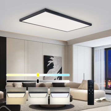 Brilagi - Luminaria de techo para baño LED regulable FRAME SMART LED/96W/230V 120x60 cm 3000-6000K IP44 negra + mando a distancia