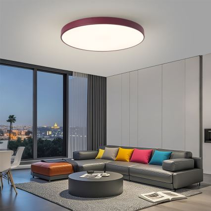 Brilagi - Lámpara de techo LED POOL, 100 W, 230 V, 3000/4000/6000 K, Ø 80 cm, burdeos