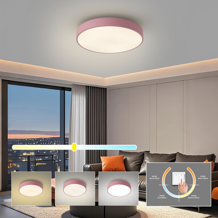 BRILAGI - Plafón LED POOL/36W/230V 3000/4000/6000K Ø 30 cm, rosa