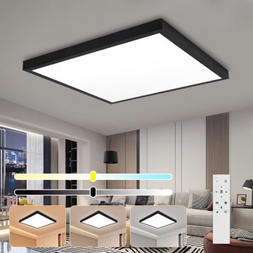 Brilagi - Luminaria de techo regulable para baño FRAME SMART LED/50W/230V 60x60 cm 3000-6000K IP44 negra + mando a distancia
