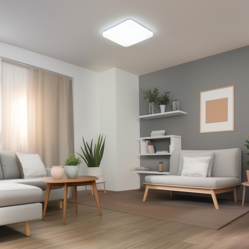 Brilagi - Luminaria de techo LED regulable inteligente, 36W, 230V, 53 x 53 cm, 3000–6000K, Wi-Fi Tuya Beacon + control remoto