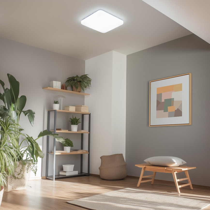 Brilagi - Luminaria de techo LED regulable inteligente, 36W, 230V, 53 x 53 cm, 3000–6000K, Wi-Fi Tuya Beacon + control remoto
