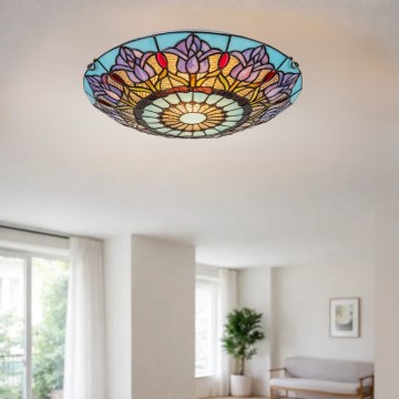 Brilagi - Luminaria de techo Tiffany con vitral LORAS 2xE27/60W/230V