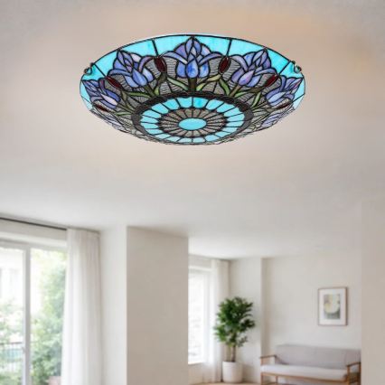 Brilagi - Luminaria de techo Tiffany con vitral LORAS 2xE27/60W/230V
