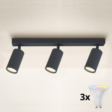 Brilagi - Luminaria empotrable LED RGBW regulable SELE 3xGU10/4,8W/230V 3000K antracita + mando a distancia