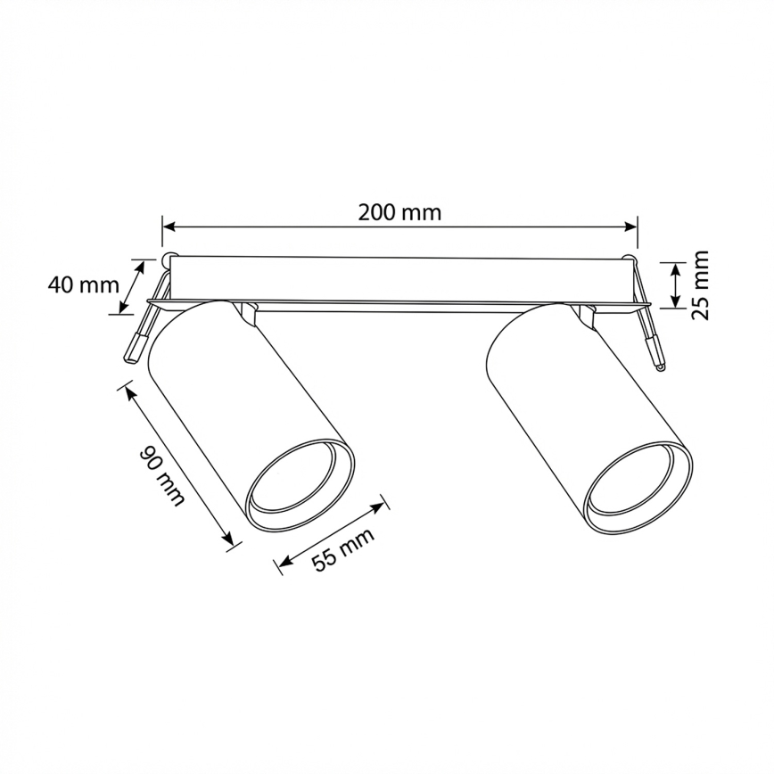 Brilagi - Luminaria empotrada de techo SELE 2xGU10/30W/230V negra