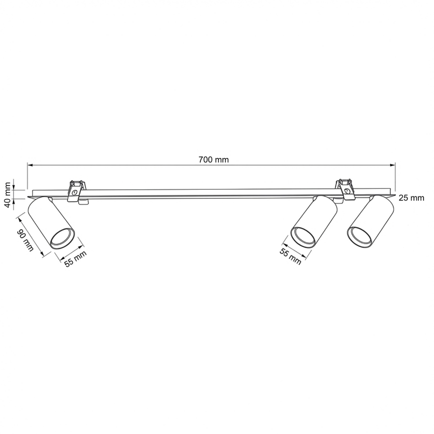 Brilagi - Luminaria empotrada SELE 3xGU10/30W/230V negra