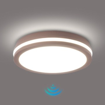 Brilagi - Luminaria exterior LED con sensor BENE LED/24W/230V Ø 26 cm marrón IP54