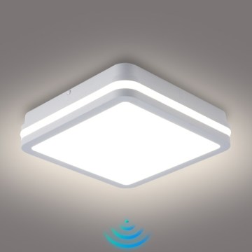 Brilagi - Luminaria LED de exterior con sensor BENE, 24 W, 230 V, 26 x 26 cm, blanca, IP54