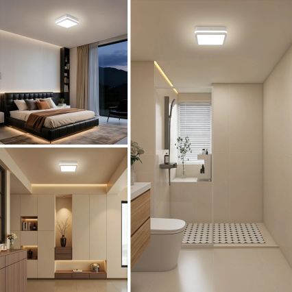 Brilagi - Luminaria LED de exterior con sensor BENE, 24 W, 230 V, 26 x 26 cm, blanca, IP54
