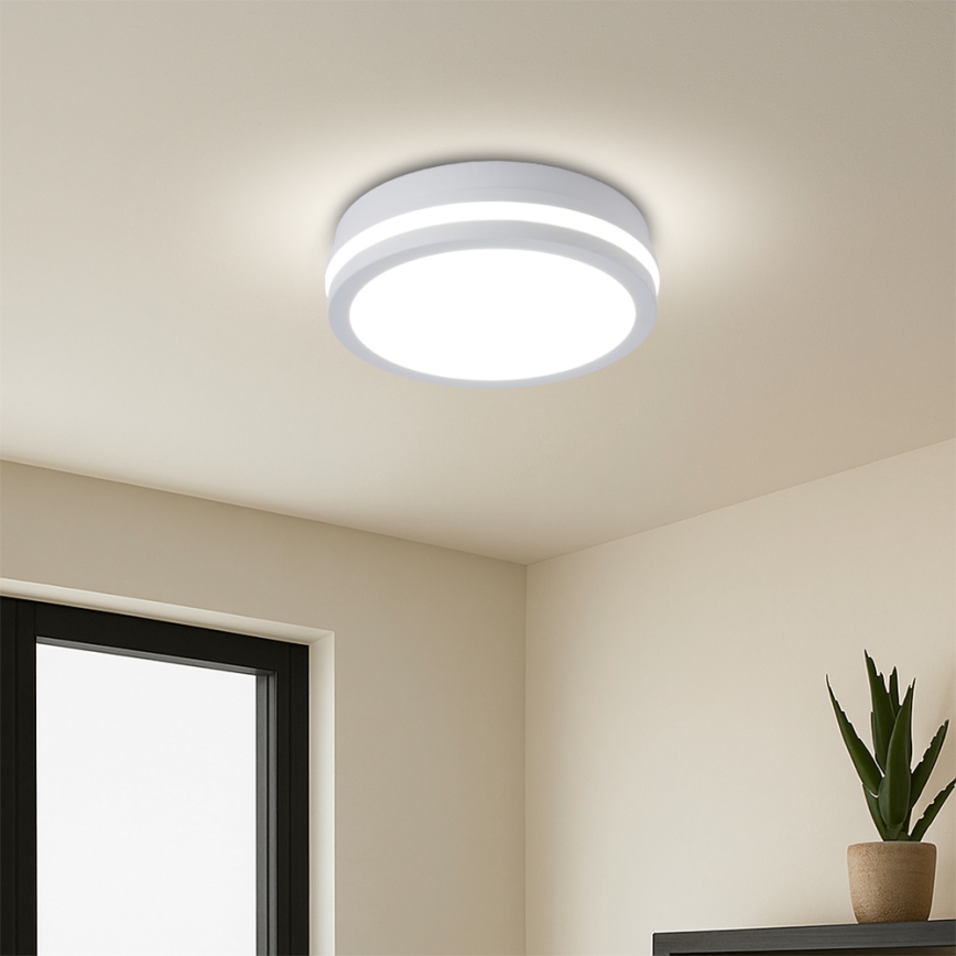 Brilagi - Luminaria LED de techo para exteriores con sensor BENE LED/18W/230V diámetro 21,5 cm blanca IP54