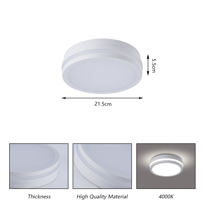 Brilagi - Luminaria LED de techo para exteriores con sensor BENE LED/18W/230V diámetro 21,5 cm blanca IP54