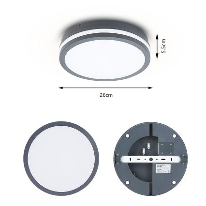 Brilagi - Luminaria LED exterior con sensor BENE LED/24W/230V diámetro 26 cm antracita IP54