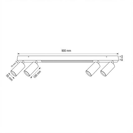Brilagi - Luminaria LED de focos SELE 4xGU10/30W/230V + LED/20W negra