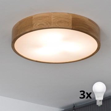 Brilagi - Luminaria LED de techo CARVALHO 3xE27/15W/230V roble, diámetro 47,5 cm