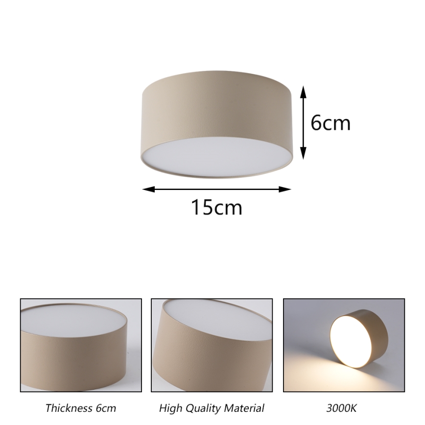Brilagi - Luminaria LED de techo para baño FORIS LED/20W/230V Ø 15 cm beige IP44