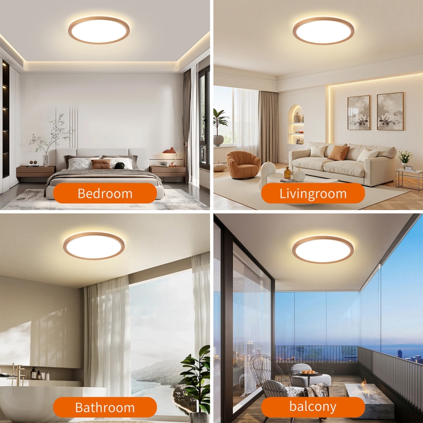 Brilagi - Lámpara de techo para baño ULTRA SLIM LED/24W/230V Ø 42 cm oro rosa IP54