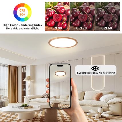 Brilagi - Lámpara de techo para baño ULTRA SLIM LED/24W/230V Ø 42 cm oro rosa IP54