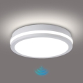 Brilagi - Luminaria LED de techo para exterior con sensor BENE LED/24W/230V Ø 26 cm blanca IP54