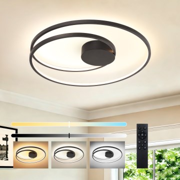 Brilagi - Luminaria LED de techo regulable TWISTER LED/75W/230V 3000-6000K Ø 70 cm negra + mando a distancia