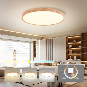 Brilagi - Luminaria LED de techo WOODROUND LED/70W/230V 3000/4000/6000K diámetro 80 cm madera IRC 90