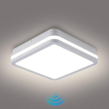 Brilagi - Luminaria LED exterior con sensor BENE LED/18W/230V 22x22 cm blanca IP54