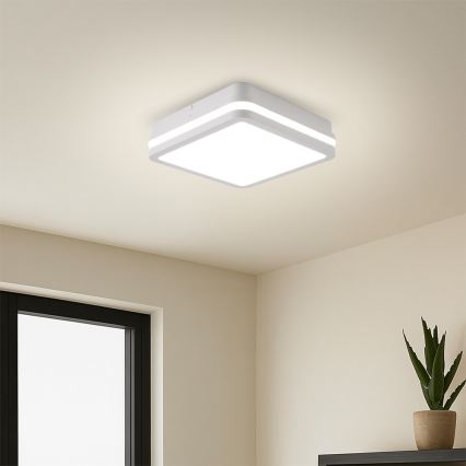 Brilagi - Luminaria LED exterior con sensor BENE LED/18W/230V 22x22 cm blanca IP54
