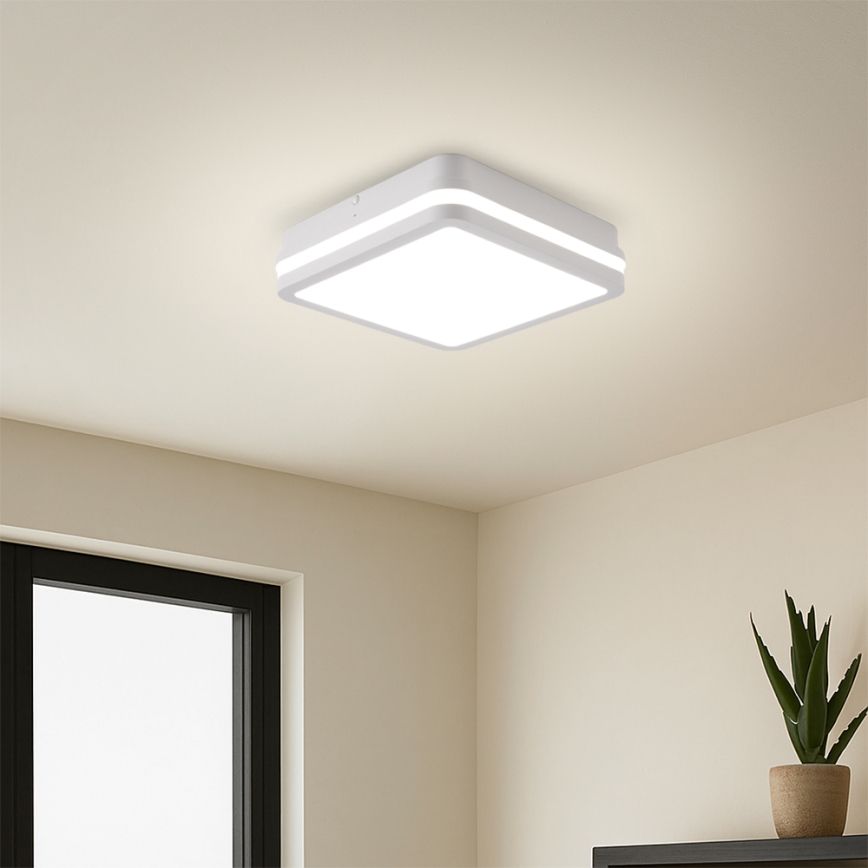 Brilagi - Luminaria LED exterior con sensor BENE LED/18W/230V 22x22 cm blanca IP54