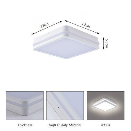 Brilagi - Luminaria LED exterior con sensor BENE LED/18W/230V 22x22 cm blanca IP54