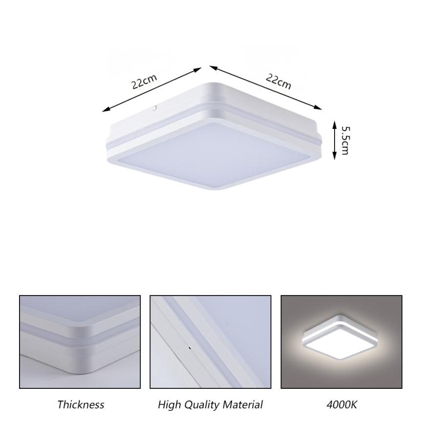 Brilagi - Luminaria LED exterior con sensor BENE LED/18W/230V 22x22 cm blanca IP54