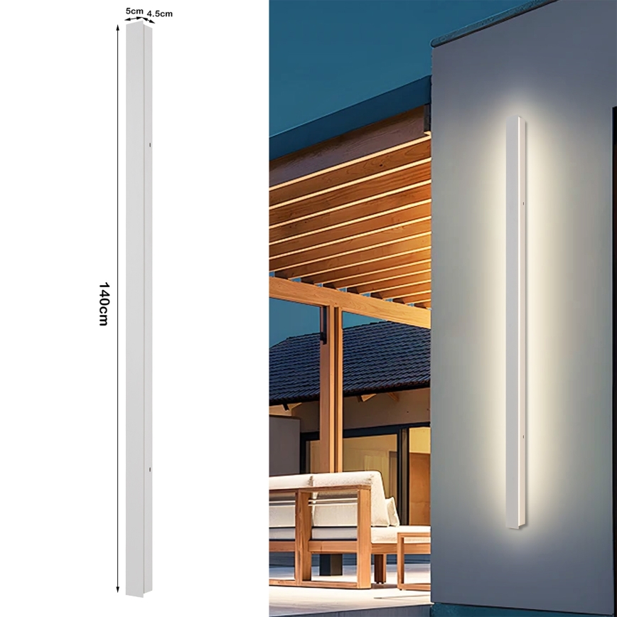 Brilagi - Aplique de pared LED para exterior LINEAR LED/32W/230V 3000K IP65 140 cm blanco CRI 90