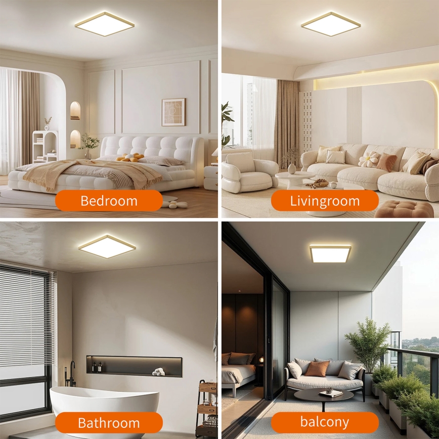 Brilagi - Luminaria LED para baño ULTRA SLIM LED/24W/230V 42x42 cm dorada IP54