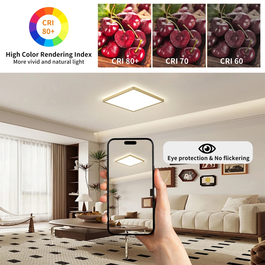 Brilagi - Luminaria LED para baño ULTRA SLIM LED/24W/230V 42x42 cm dorada IP54