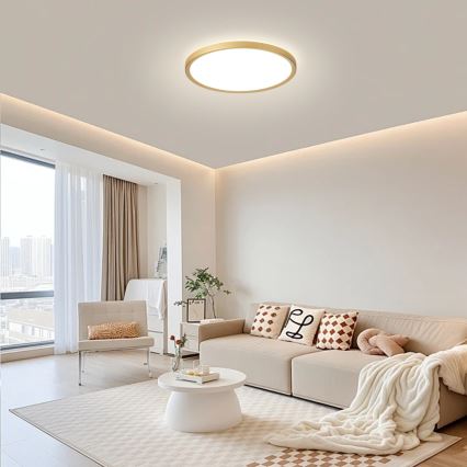 Brilagi - Luminaria LED de techo para baño ULTRA SLIM, 24W/230V, Ø 42 cm, dorada, IP54