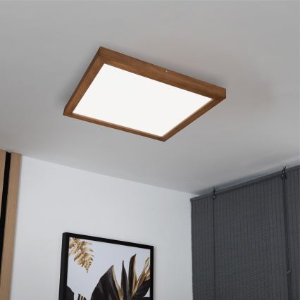 Brilagi - Plafón LED para baño WOODY FRAME LED/40W/230V 60x60 cm IP44 roble-cerezo