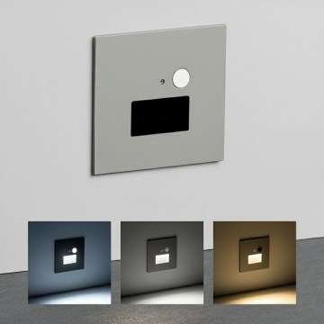 Brilagi - Luminaria LED para escalera con sensor de movimiento y de crepúsculo JACK LED/3W/230V 3000/4000/6500K IP65 gris
