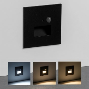 Brilagi - Luminaria LED para escalera con sensor de movimiento y de crepúsculo JACK LED/3W/230V 3000/4000/6500K IP65 negro