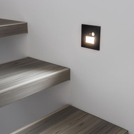 Brilagi - Luminaria LED para escalera con sensor de movimiento y sensor crepuscular JACK LED/1,5W/230V 3000/4000/6500K negro