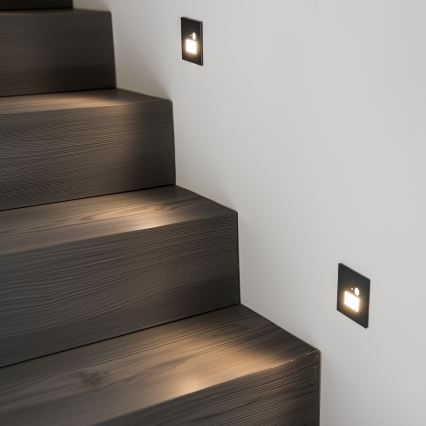 Brilagi - Luminaria LED para escalera con sensor de movimiento y sensor crepuscular JACK LED/1,5W/230V 3000/4000/6500K negro
