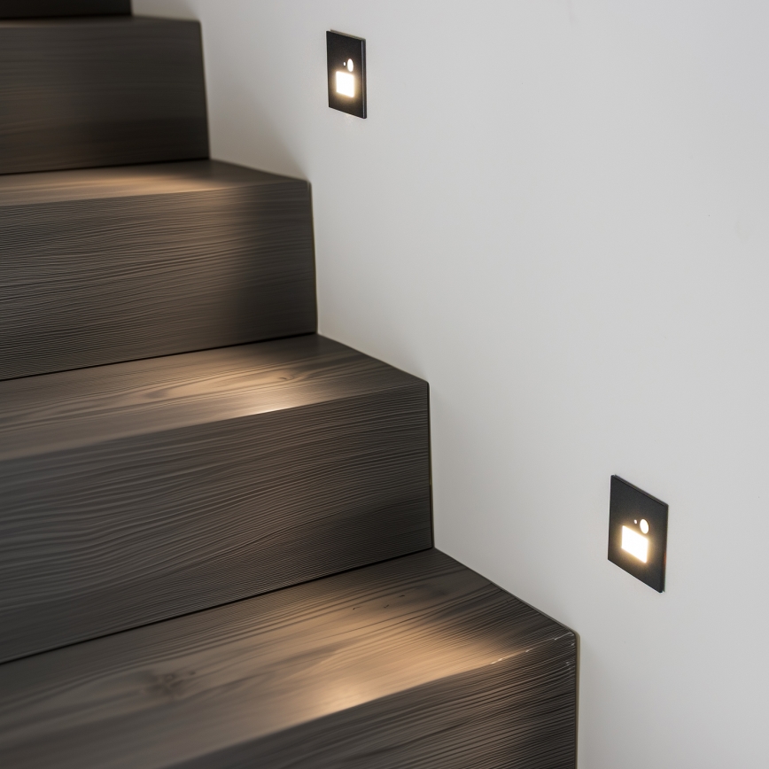 Brilagi - Luminaria LED para escalera con sensor de movimiento y sensor crepuscular JACK LED/1,5W/230V 3000/4000/6500K negro