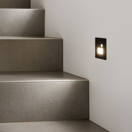 Brilagi - Luminaria LED para escalera con sensor de movimiento y sensor crepuscular JACK LED/1,5W/230V 3000/4000/6500K negro
