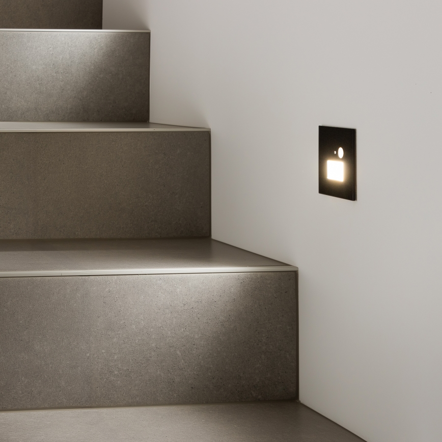 Brilagi - Luminaria LED para escalera con sensor de movimiento y sensor crepuscular JACK LED/1,5W/230V 3000/4000/6500K negro