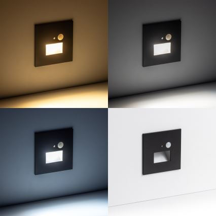 Brilagi - Luminaria LED para escalera con sensor de movimiento y sensor crepuscular JACK LED/1,5W/230V 3000/4000/6500K negro