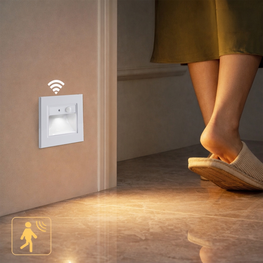 Brilagi - Luminaria LED para escalera con sensor STEP LIGHT LED/1,5W/230V IP44 blanco