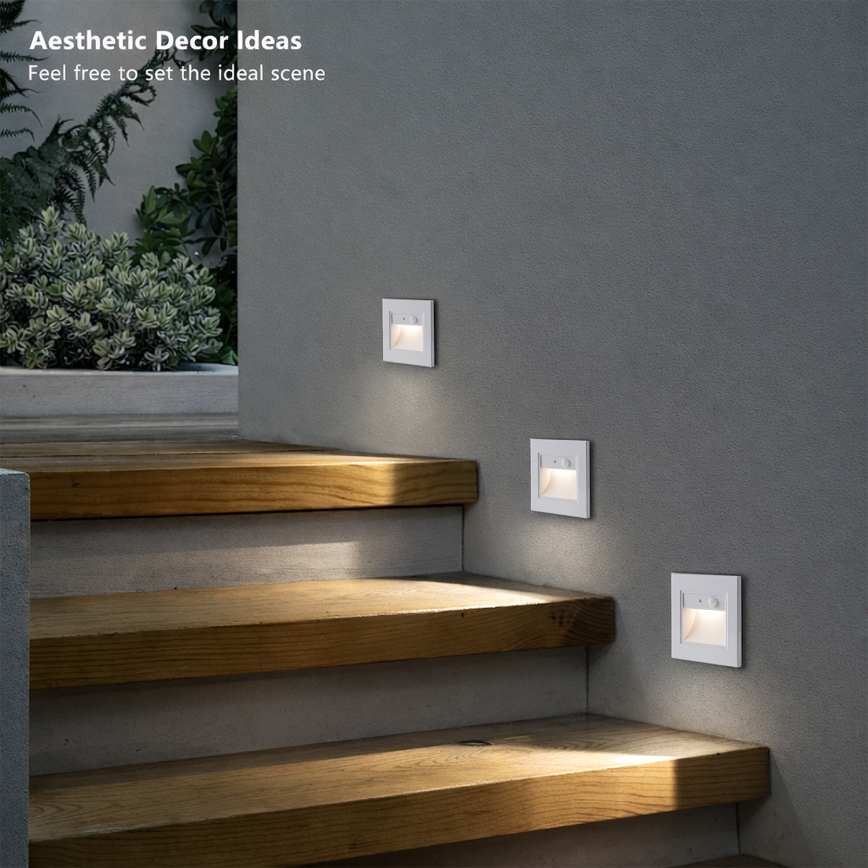 Brilagi - Luminaria LED para escalera con sensor STEP LIGHT LED/1,5W/230V IP44 blanco