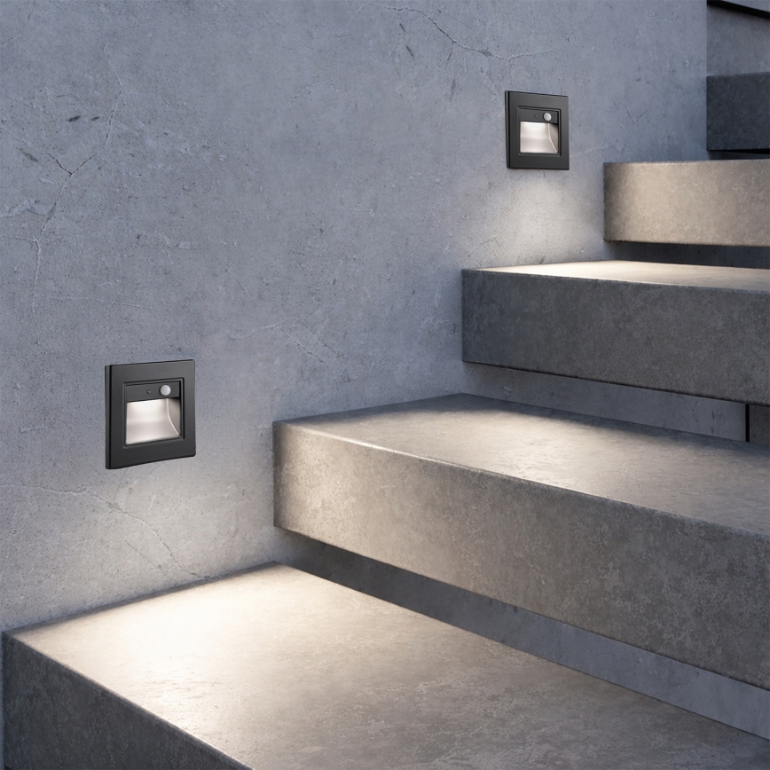 Brilagi - Luminaria LED para escaleras con sensor STEP LIGHT LED/1,5W/230V IP44, negro
