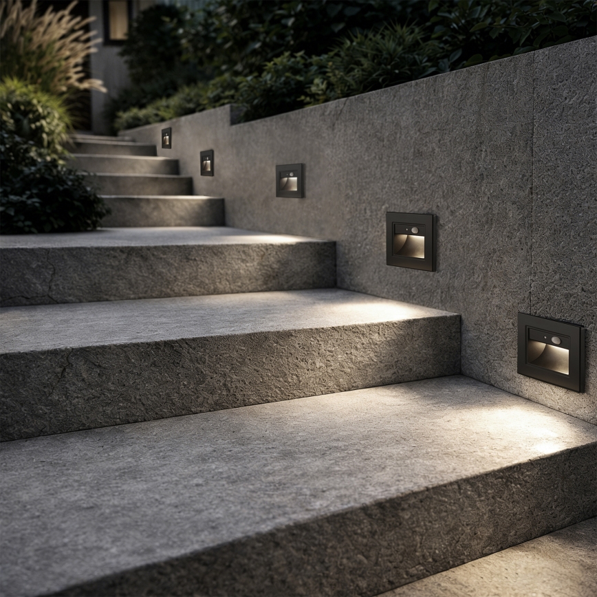 Brilagi - Luminaria LED para escaleras con sensor STEP LIGHT LED/1,5W/230V IP44, negro