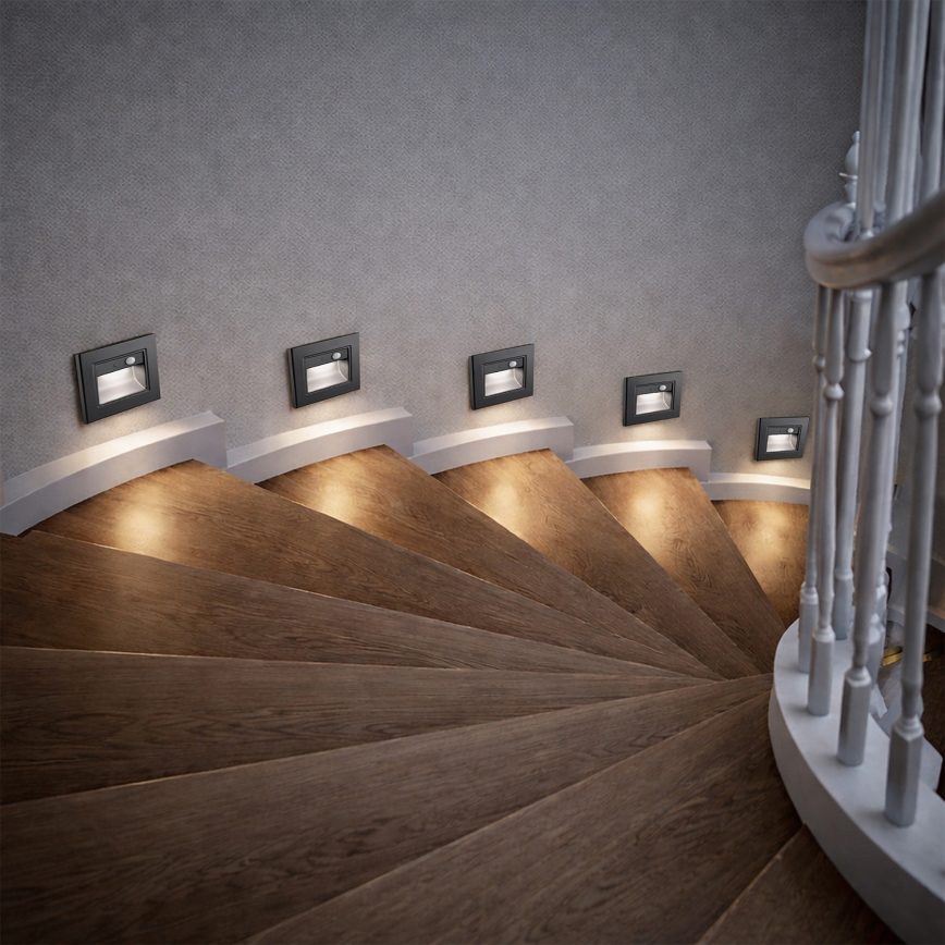 Brilagi - Luminaria LED para escaleras con sensor STEP LIGHT LED/1,5W/230V IP44, negro
