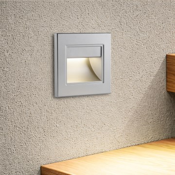 Brilagi - Luminaria LED para escalones STEP LIGHT LED/1,5W/230V IP44 plateada