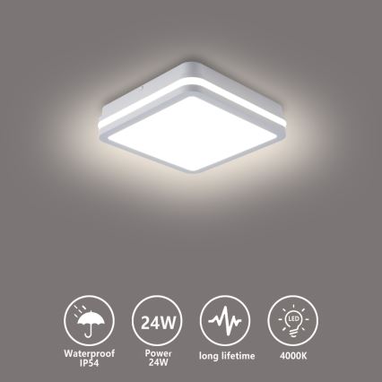 Brilagi - Luminaria LED para exterior BENE, 24 W, 230 V, 26 x 26 cm, blanca, IP54